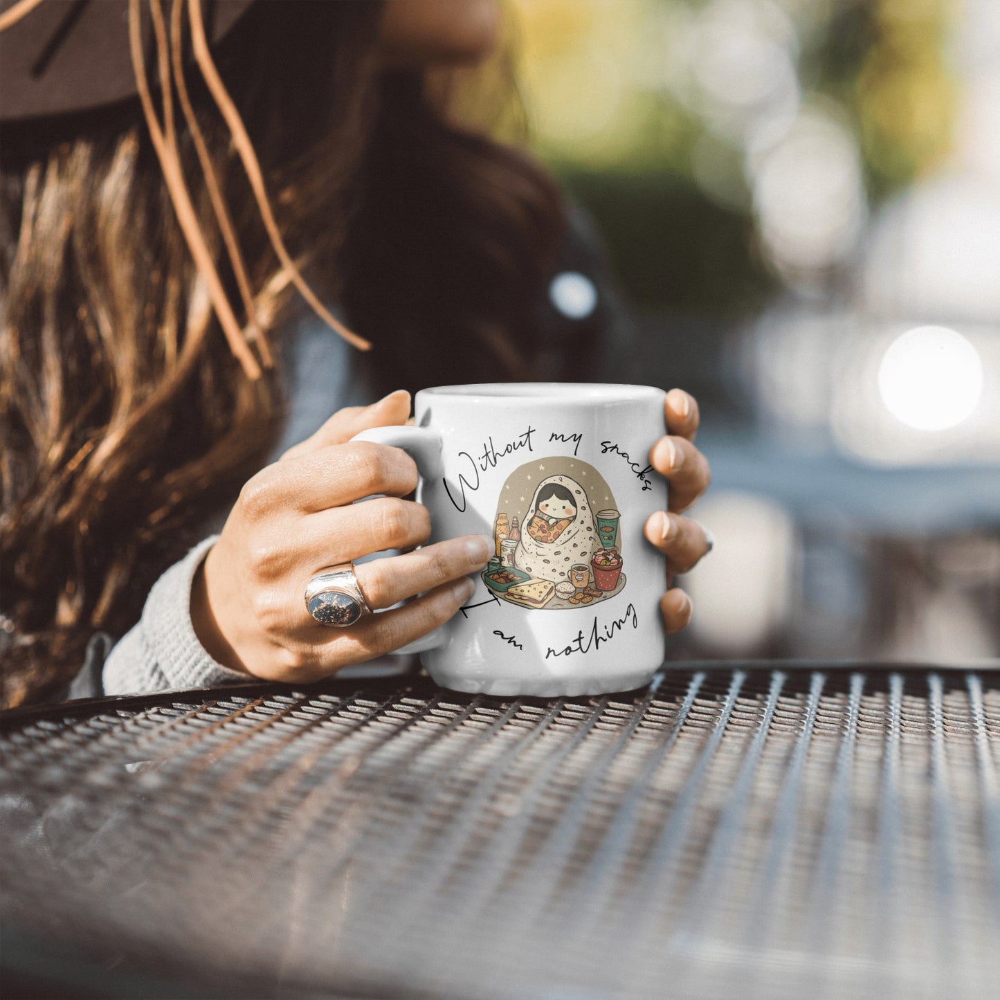 Without my snacks, I'm nothing: Ceramic Mug
